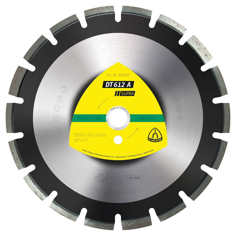 Klingspor 330076 Large diamond cutting blade DT612 Supra 14 Inch x 1 Inch with 21 segments