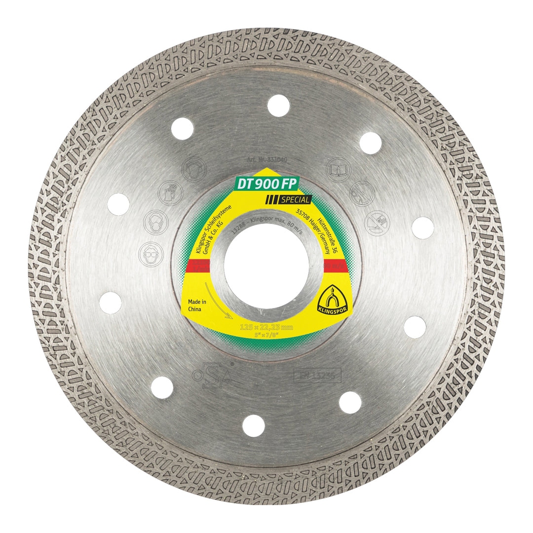Diamond Blades Klingspor 331039 Continuous Rim With Special Geometry Diamond cutting blades for angle grinders DT900 Special 4-1/2 Inch x 7/8 Inch
