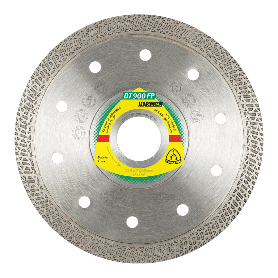 Diamond Blades Klingspor 331039 Continuous Rim With Special Geometry Diamond cutting blades for angle grinders DT900 Special 4-1/2 Inch x 7/8 Inch