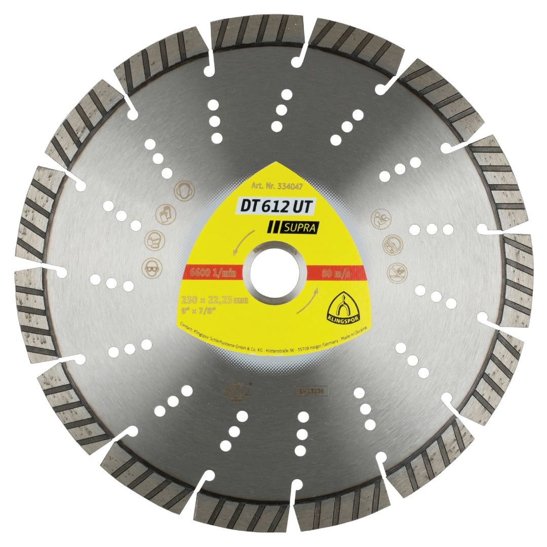 Klingspor 334044 Segmented Diamond cutting blades for angle grinders DT612 Supra 4-1/2 Inch x 7/8 Inch with 8 segments