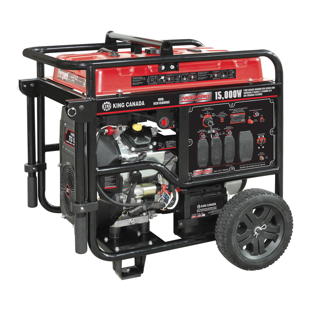 King Canada KCG-15000GE Generator, Gasoline, V-Twin, Electric Start, 15,000W, w/wheel kit King Canada KCG-15000GE