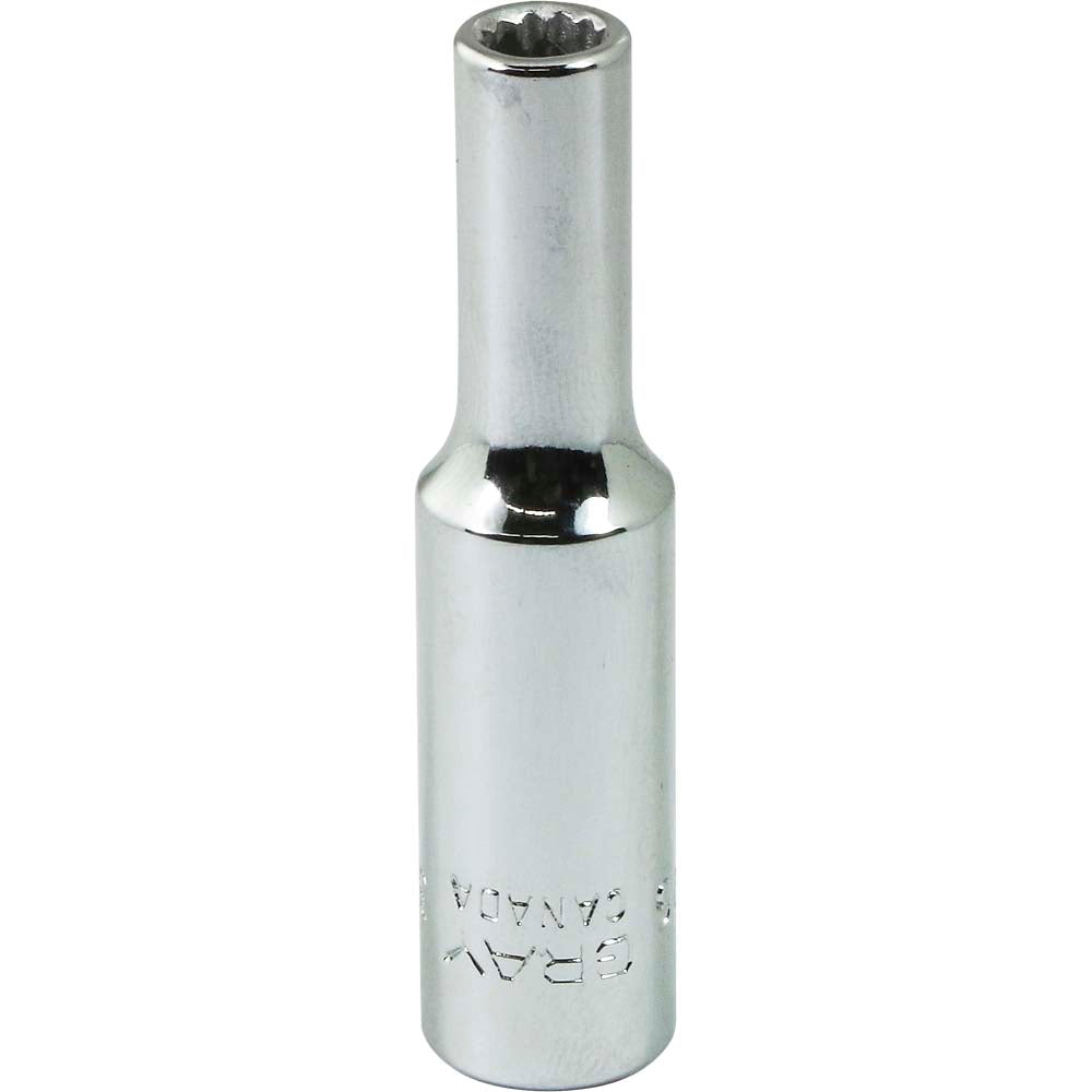 Gray VL107 7/32 X 1/4 DRIVE 12 POINT, DEEP LENGTH, CHROME FINISH SOCKET GRAY TOOLS VL107