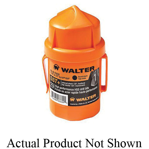 Drill Bits Walter 01E618 Drill Bit Set SST+ Jobber'S Length 135 Degree Round Shank 1/16 Inch to 1/2 Inch By 64Ths 29 Piece In Sturdy Blue Metal Index Box