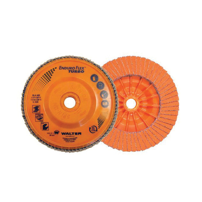 Depressed Centre Walter 06-A 502 5 Inch x 5/8 Inch - 11 Type 27 36/60 Grit Enduro-Flex Turbo Flap Disc