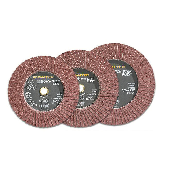 Quickchange Walter 07Q458 4-1/2 Inch x 10mm Quickchange 80 Grit Quick-Step Flex Flap Disc
