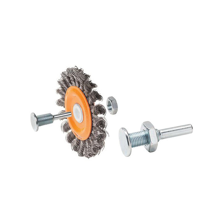 Mounted Wire Wheel Brushes Walter 13C404 Mounted Wheel Brush with knot-twisted wires, reversible (4 Inch x 3/8 Inch x 5/8 Inch )