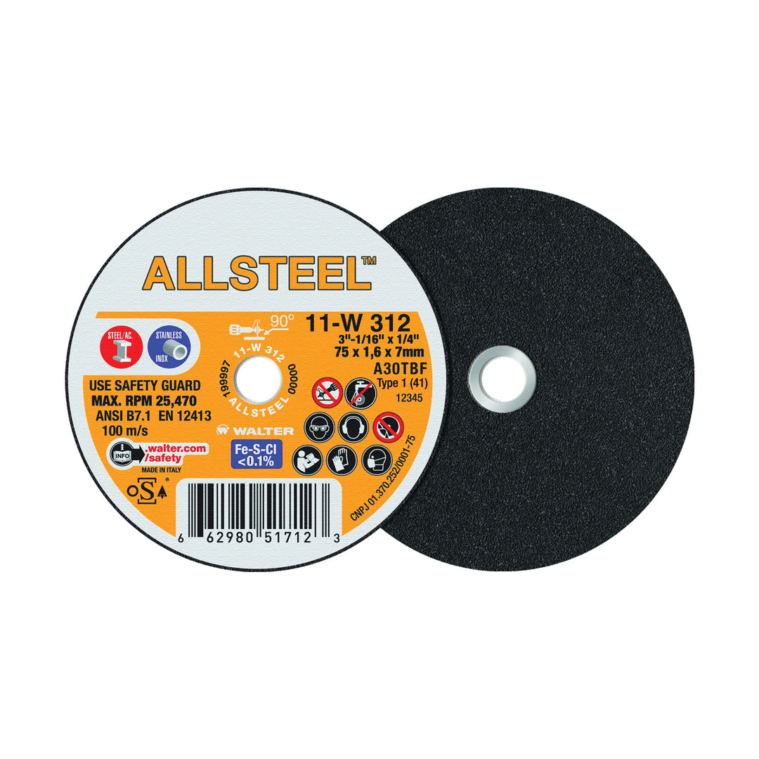 Type 01 Walter 11W312 Type 01 Cut-Off Wheel (3 Inch x 1/16 Inch x 1/4 Inch)