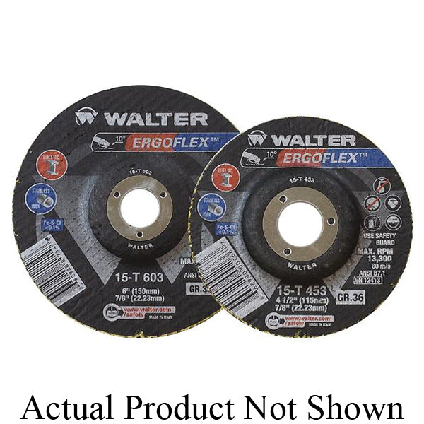 Type 29 Flexible Walter 15T603 6 Inch x 7/8 Inch Type 29 36 Grit Ergoflex Flap Disc