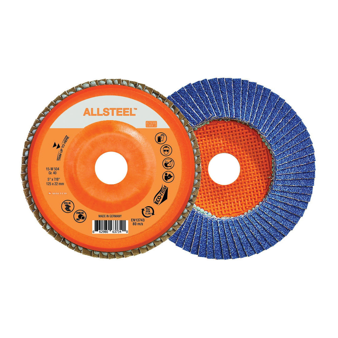 Depressed Centre Walter 15W504 5 Inch x 7/8 Inch Type 27 40 Grit Flexsteel Zirconia Alumina Flap Disc