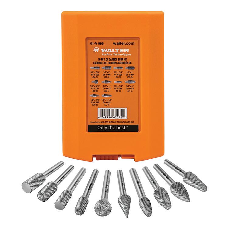 WALTER 01V996 Carbide Burr 10 Piece Kit Dc